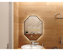 Зеркало в ванную комнату с подсветкой Валенза Блэк 60х70 см